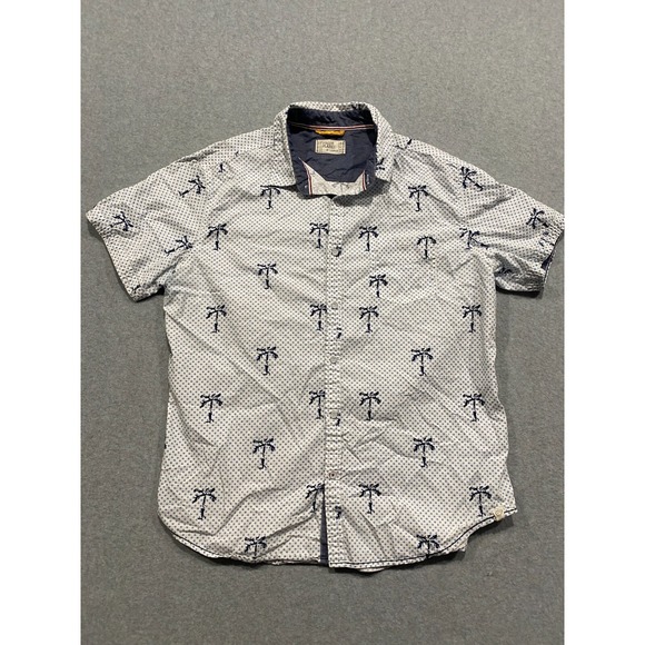 Free Planet Other - Free Planet White w/ Blue Polka Dot Palm Tree Short Sleeve XL Button Up Shirt